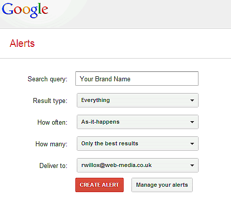 Google Alerts Setup